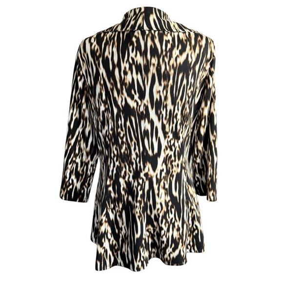 Calvin Klein Animal Print Ruffle Open Front Blazer Jacket 10 OfficeSiren MobWife - Picture 3 of 10